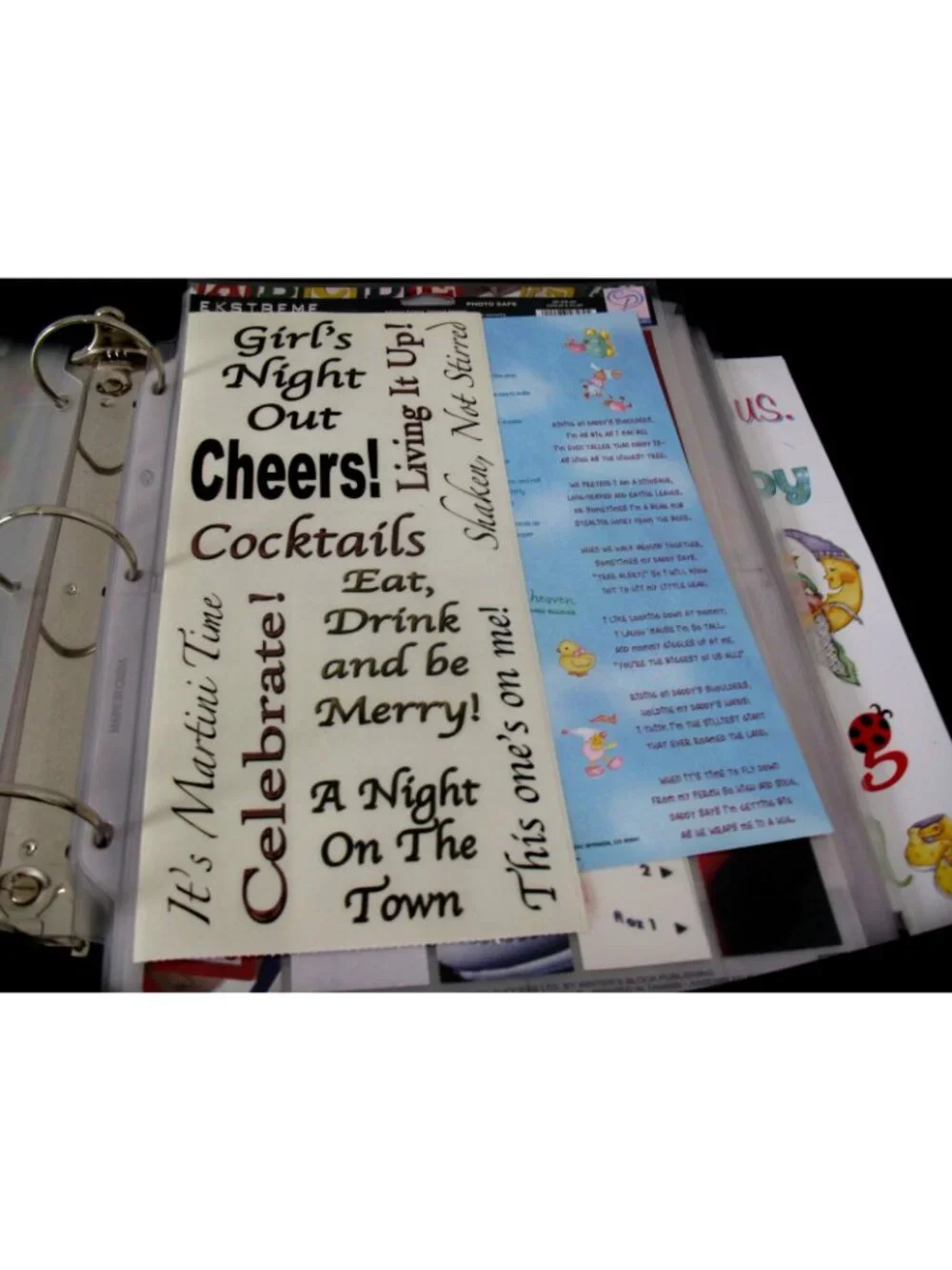 Creative Memories Accessory Binder 7 Protectors Good Zipper with borders/diecuts
